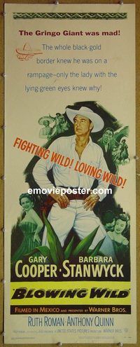 a108 BLOWING WILD insert movie poster '53 Gary Cooper, Stanwyck