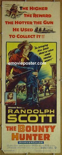 a115 BOUNTY HUNTER insert movie poster '54 Randolph Scott