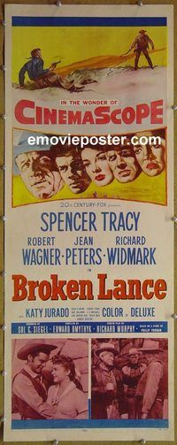 a126 BROKEN LANCE insert movie poster '54 Spencer Tracy, Wagner