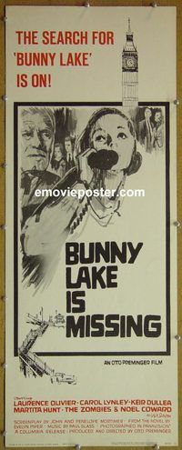 a134 BUNNY LAKE IS MISSING style B insert movie poster '65 Olivier