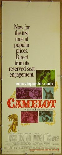 a145 CAMELOT insert movie poster '68 Richard Harris, Redgrave