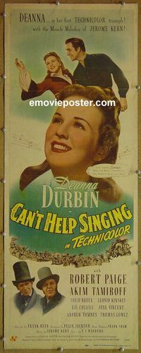 a148 CAN'T HELP SINGING insert movie poster '44 Deanna Durbin