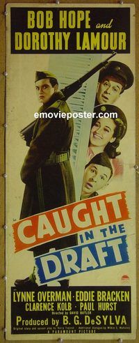 a159 CAUGHT IN THE DRAFT insert movie poster '41 Bob Hope, Lamour