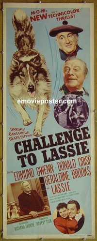 a161 CHALLENGE TO LASSIE insert movie poster '49 Edmund Gwenn