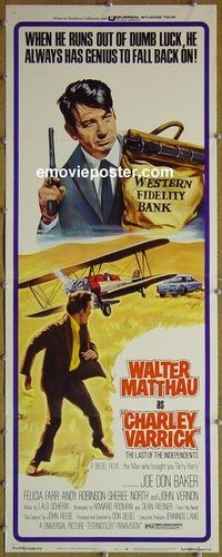 a162 CHARLEY VARRICK insert movie poster '73 Walter Matthau
