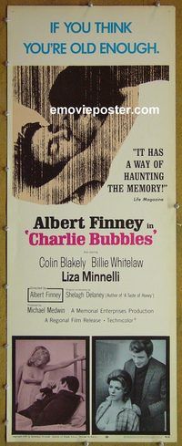 a163 CHARLIE BUBBLES insert movie poster '68 Albert Finney