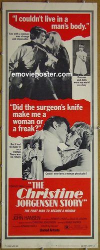a169 CHRISTINE JORGENSEN STORY insert movie poster '70 sex-change!