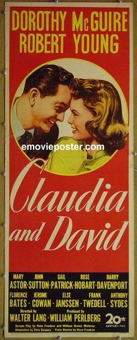 a175 CLAUDIA & DAVID insert movie poster '48 McGuire, Young