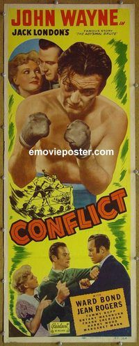 a185 CONFLICT insert movie poster R49 great Wayne boxing image!