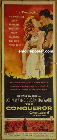 a187 CONQUEROR insert movie poster '56 John Wayne, Susan Hayward