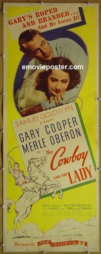 a196 COWBOY & THE LADY insert movie poster R44 Gary Cooper