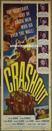 a199 CRASHOUT insert movie poster '54 William Bendix, Kennedy