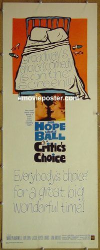 a201 CRITIC'S CHOICE insert movie poster '63 Bob Hope, Lucy