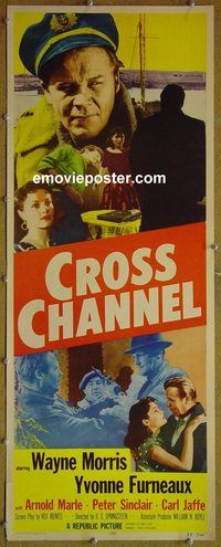 a203 CROSS CHANNEL insert movie poster '55 film noir, Morris