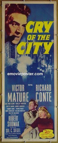 a206 CRY OF THE CITY insert movie poster R54 film noir, Mature