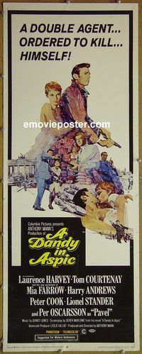 a211 DANDY IN ASPIC insert movie poster '68 Laurence Harvey