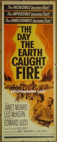 a217 DAY THE EARTH CAUGHT FIRE insert movie poster '62 Janet Munro