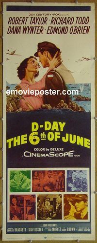 a219 D-DAY THE 6TH OF JUNE insert movie poster '56 World War II!