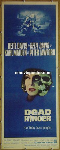 a220 DEAD RINGER insert movie poster '64 Bette Davis, Karl Malden