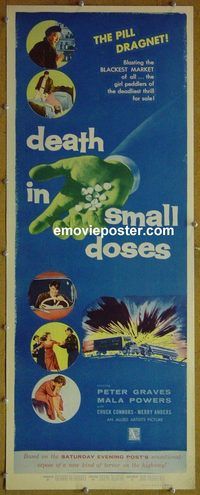 a222 DEATH IN SMALL DOSES insert movie poster '57 Graves