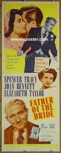 a277 FATHER OF THE BRIDE insert movie poster R62 Liz Taylor