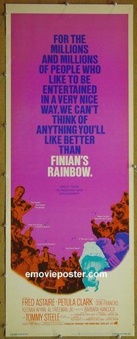 a283 FINIAN'S RAINBOW insert movie poster '68 Astaire, Clark