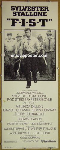 a286 FIST insert movie poster '77 Sylvester Stallone, Rod Steiger