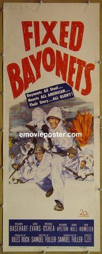 a288 FIXED BAYONETS insert movie poster '51 Sam Fuller, Basehart