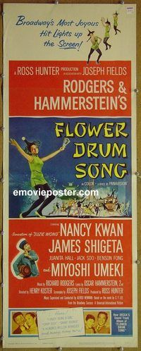 a291 FLOWER DRUM SONG insert movie poster '62 Nancy Kwan, Shigeta