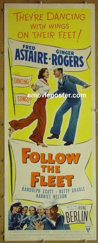 a292 FOLLOW THE FLEET insert movie poster R53 Astaire & Rogers