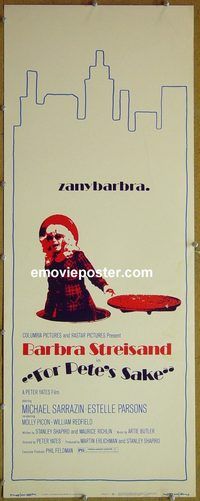a296 FOR PETE'S SAKE insert movie poster '74 Barbra Streisand