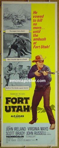 a297 FORT UTAH insert movie poster '66 John Ireland