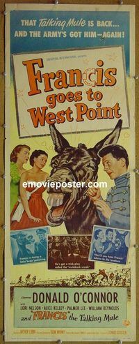 a302 FRANCIS GOES TO WEST POINT insert movie poster '52 O'Connor