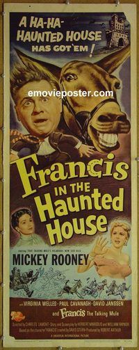 a303 FRANCIS IN THE HAUNTED HOUSE insert movie poster '56 Rooney