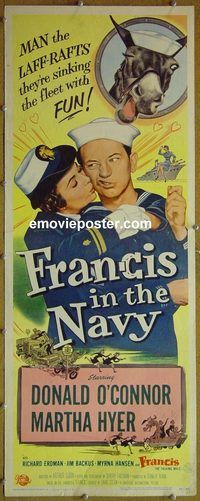 a304 FRANCIS IN THE NAVY insert movie poster '55 O'Connor, Hyer