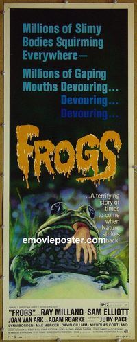 a309 FROGS insert movie poster '72 Ray Milland, cool image!