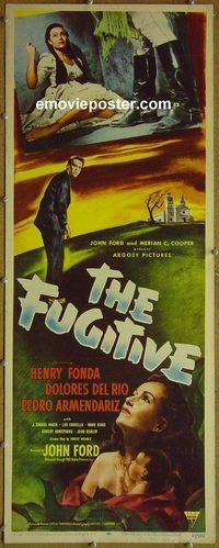 a314 FUGITIVE insert movie poster '47 John Ford, Henry Fonda