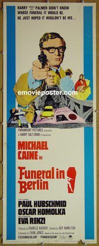 a316 FUNERAL IN BERLIN insert movie poster '67 Michael Caine