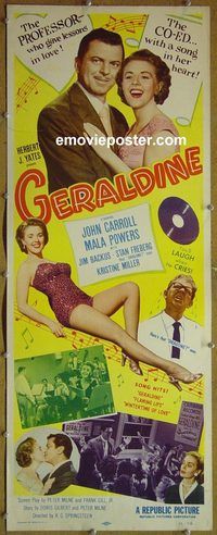 a324 GERALDINE insert movie poster '53 John Carroll, Powers