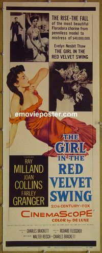 a332 GIRL IN THE RED VELVET SWING insert movie poster '55 Collins