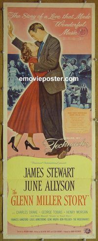 a335 GLENN MILLER STORY insert movie poster '54 James Stewart