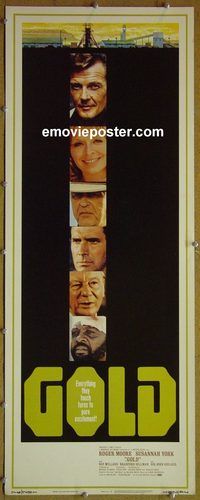 a339 GOLD insert movie poster '74 Roger Moore, Susannah York