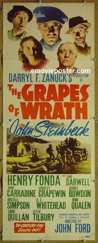 a345 GRAPES OF WRATH insert movie poster R47 Fonda, John Ford