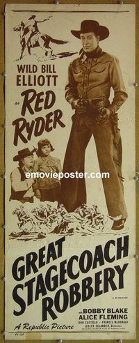 a349 GREAT STAGECOACH ROBBERY insert movie poster R49 Red Ryder