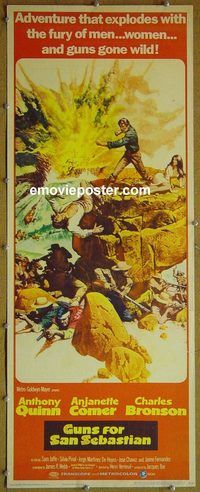 a358 GUNS FOR SAN SEBASTIAN insert movie poster '68 Anthony Quinn