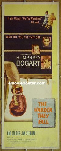 a370 HARDER THEY FALL insert movie poster '56 Humphrey Bogart