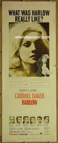 a371 HARLOW insert movie poster '65 Carroll Baker