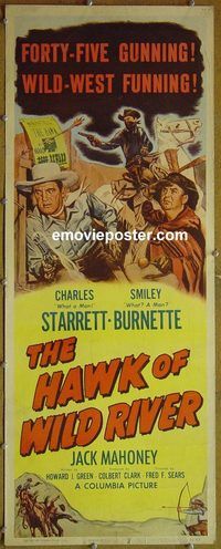a377 HAWK OF WILD RIVER insert movie poster '52 Starrett, Burnette