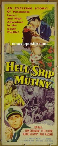 a382 HELL SHIP MUTINY insert movie poster '57 John Carradine, Lorre