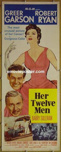 a383 HER TWELVE MEN insert movie poster '54 Greer Garson, Robert Ryan